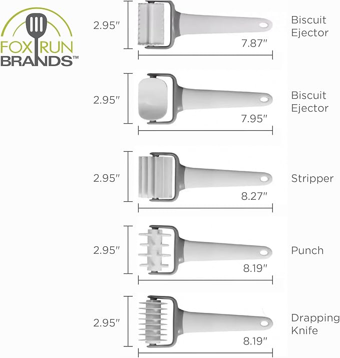 Fox Run Pastry and Pasta Wheels, Set of 5 Dough Cutter Tools