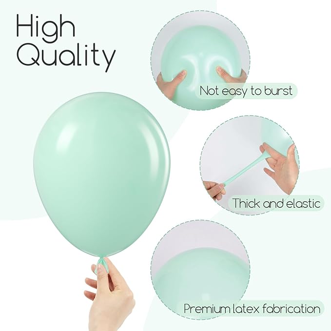 120pcs Mint Green Balloons, 18 12 10 5 inch Mint Green Latex Balloons Different Sizes Balloon Arch Kit for Birthday Baby Shower Gender Reveal Wedding Party Decorations