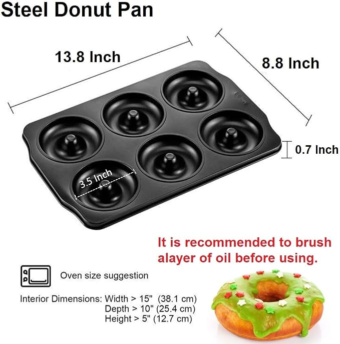 2 Pack 6-Cavity Nonstick Donut Pan Baking Ring Doughnut Pans for Bread Muffin Baking Pastries Cookies Bagel 8.8 x13.8 Inch
