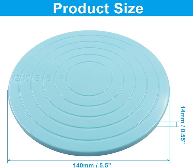 Bonsicoky 1 Pcs Cake Decorating Turntable - 5.5 Inch Revolving Cake Stand - Cookie Decorating Swivel Stand for Kitchen Cake Baking - Blue