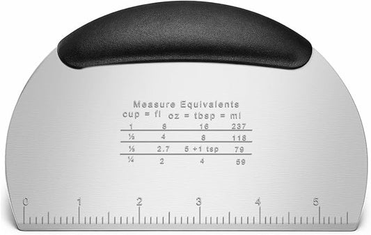 Stainless Steel Dough Scraper with Grip Handles, Premium Stainless Steel Dough Scraper Bench Scrapers Cutter Tool Multipurpose Pro Heavy Duty Pastry Scrapers Cutter with Measuring Scale