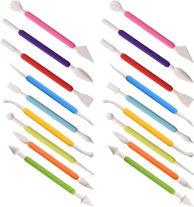 18pcs Fondant Sculpture Pen and Cake Shaping Tools Set, Food-safe Plastic, Double-ended Icing Decorating Kit for Fondant Cake and Cookie Modeling, Baking Accessories for Home