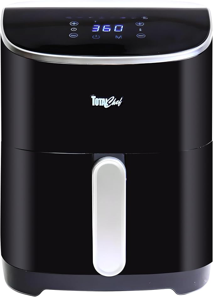 Total Chef Electric Air Fryer Oven 5 Qt/4.8L, Digital Touchscreen Controls, 8 Smart Cooking Presets, Adjustable Temperature, Programmable Timer, Non-Stick Basket, Quick Easy Meals, Black