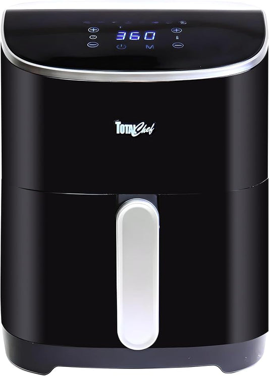 Total Chef Electric Air Fryer Oven 5 Qt/4.8L, Digital Touchscreen Controls, 8 Smart Cooking Presets, Adjustable Temperature, Programmable Timer, Non-Stick Basket, Quick Easy Meals, Black