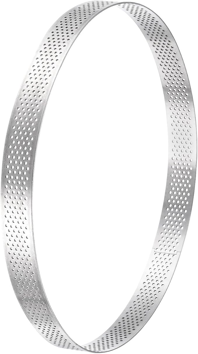 uxcell Stainless Steel Small Cake Rings, Perforated Cake Mousse Ring Kitchen Baking Heat-Resistant 7.8" Diameter, 0.8" Height,for Cake Dessert Biscuit Chocolate, Silver