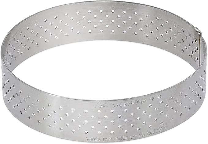 de Buyer Perforated Round Tart Ring - 5” Diameter, 0.8” Height - Perfect for Baking Beautifully Crisp Tarts - Easy to Use & Clean - Made in France