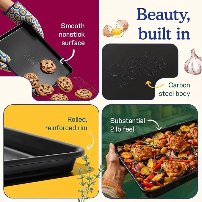 Great Jones Holy Sheet Pan (Pepper) | Nonstick, Half-Sheet Pan | Aluminized Steel, 18.5" x 13.5" | For Baking, Roasting, & Broiling | Premium Bakeware with Even Heat Distribution | Dishwasher-Safe