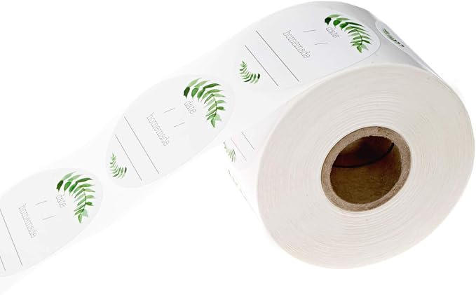 Watercolor Greenery Canning Stickers / 2" Round Jar Labels / 500 Illustrated Foliage Accents Can Sticker Roll/Made in The USA
