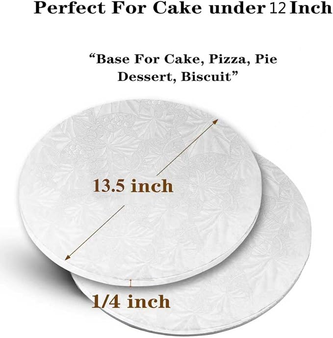 14 Inch Round Cake Boards, 10PACK White Cake Drums, Sturdy Cake Cardboard Bases para Pasteles for Pastry Baking, Wedding,Party, Fathers Day Pizza Desserts 1/4 Inch Thick