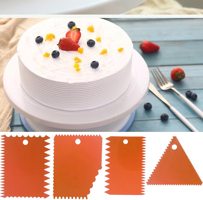 Cake Scraper Smoother Tool Set, DaKuan 12 pcs Cake Smoothing Cutter Plate Tool Combo, Cake Icing Scrapper Cake Edge Decorating Tool
