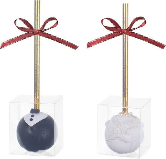 RomanticBaking 50 Pack 1 3/4" x1 3/4"x2"Clear Cake Pop Boxes Packaging with Holes Chocolate Truffle Boxes Treat Boxes Small Gift Boxes Party Favor wedding Birthday boxes