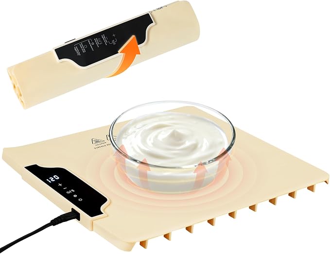 Sourdough Starter Warmer - Precise 85-200°F Control & 12H Timer for Rapid, Even Heat. Flexible Silicone Sourdough Warming Mat for Baking, Yogurt& Daily Kitchen Use（Small）