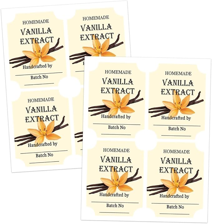 40 Pcs Vanilla Extract Labels 2 * 3 Inch Handmade Stickers for Homemade Honeys or Extracts, Handcrafted Bottles, Bottle Label