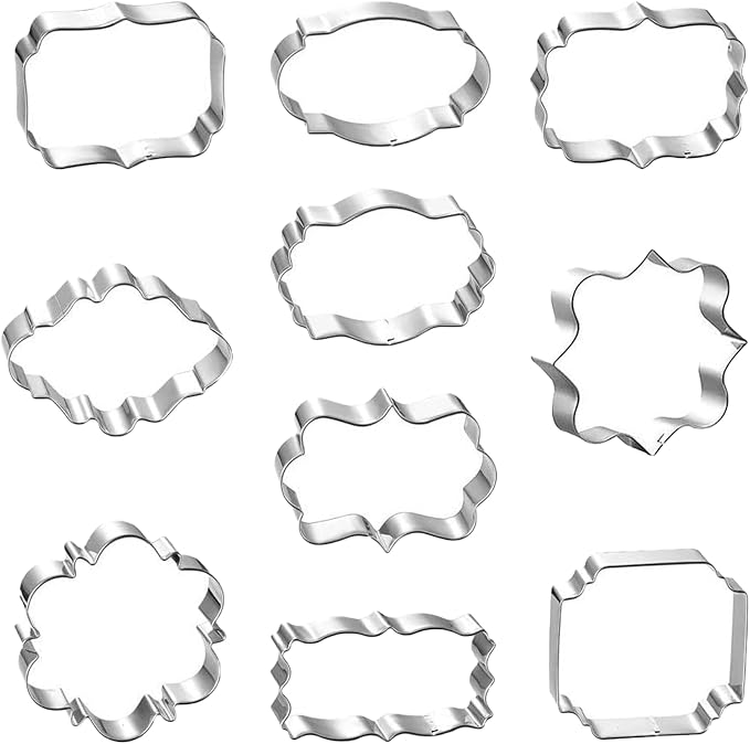 10 Piece Plaque Cookie Cutter Set, Assorted Shapes Stainless Steel Frame Cookie Cutters,Biscuits and Dough, Ideal for Wedding Holiday Birthday Party Baking Decorations and DIY Crafts