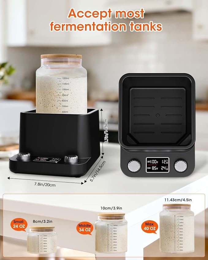 MYMULIKE Sourdough Starter Warmer - Water Bath Warming with Timer and Precise 1°F Control (70-104°F), Even Heating, Improve Fermentation Success Rate, Ideal for Yeast Cultivation & Home Baking