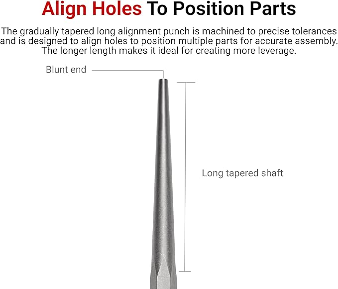TEKTON 1/4 Inch Long Alignment Punch | 66277 | Made in USA