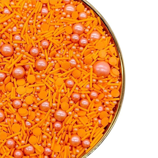 NIPEOR Orange Sprinkles,Edible Pearl Sprinkles 4.6oz/130g Mixed Edible Sprinkle Topping Sprinkles,Sprinkles for Cake Decorating,Cupcake Sprinkles,Sugar Candy Sprinkles (Orange Slice pearls mix)