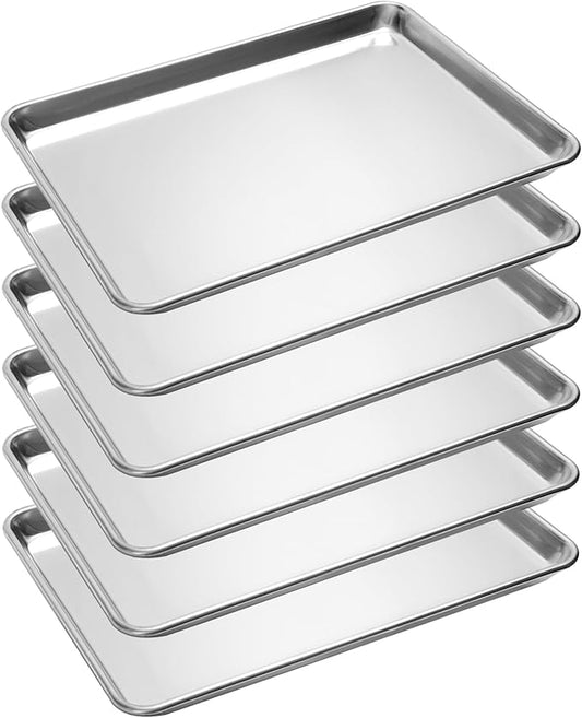 6 Pack Half Size Aluminum Baking Sheet Pan, 18 x 13 in | NSF, Aluminum Commercial Cookie Sheets, Non-Stick, Oven Safe Up to 500℉