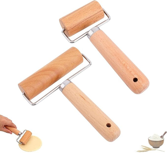2pcs Small Baking Wooden Rolling Pins, Non-Stick T-Shaped Pastry Dough Roller Pin, Practical Baking Tool for Tortilla Cookie Dumpling Wrappers Pizzas & Pies Making (Long & Short Version)