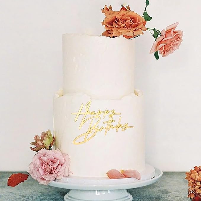 8 Styles 3.5 inch Acrylic Gold Happy Birthday Cake Topper Cake Decoration Party Supplies