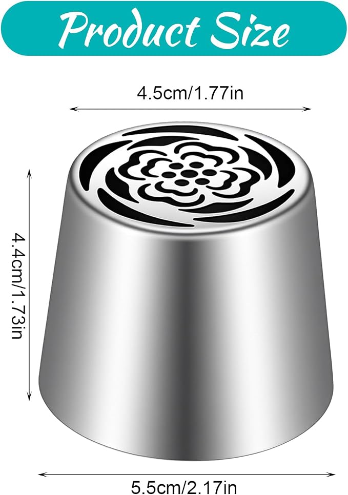 Russian Piping Tip Extra Large Flower Piping Tips for Cake Decorating Stainless Steel Floral Nozzle Frosting Pipings Kit for Pastry Cupcake Cake Decorating Wedding Birthday