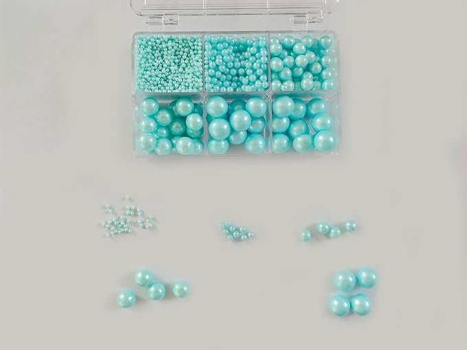 5 Sizes Edible Blue Pearls Sugar Sprinkles 130g/4.6oz, 2,4,7,10,12mm Candy Pearl for Cake Decorating and Cupcake Toppers Cookie Decorations Ice Cream Topping Wedding Valentines Halloween Christmas