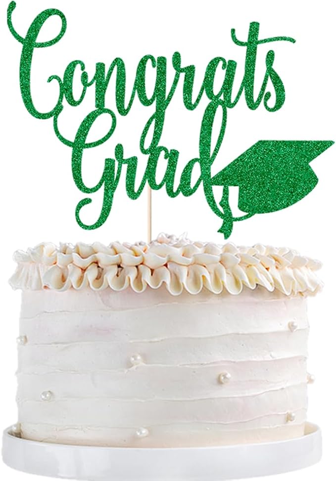 Congrats Grad Cake Topper,2026 Graduation Cake Topper, Congrats Grad Decorations,2026 High School/College/Senior Graduation Party Decorations Supplies. (green)