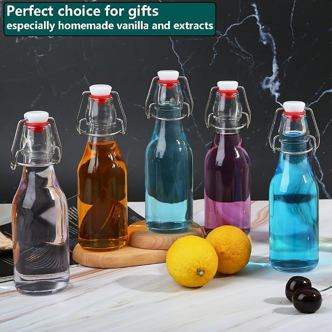 ZEBEIYU 12 Pack 8.5 oz swing top glass bottles,flip top glass bottle with airtight lid for home brewing,kombucha,kefir,vanilla extract,beer,oil,vinegar,homemade juices,soda,beverages,2nd fermentation