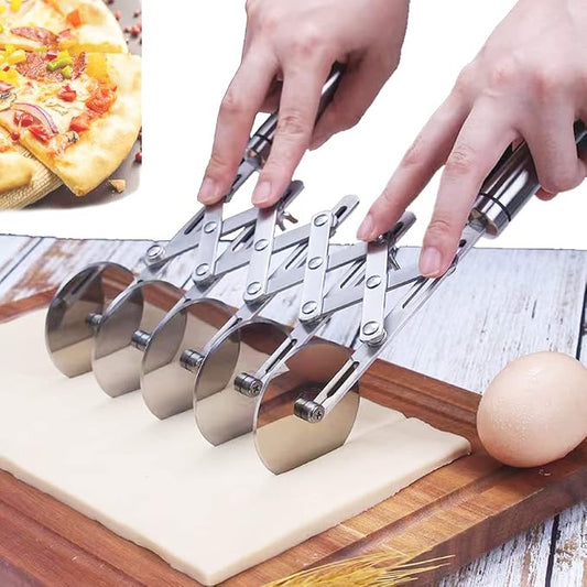 5 Wheel Dough Cutter, Spaghetti And Noodle Slicer, Pastry Cutter Set, multiple pasta roller cutter tools, baking roller adjustable pizza knife slicer, splitter with handle
