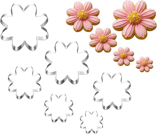 Daisy Cookie Cutter Set-6 Piece-4" 3.5" 3.0" 2.5" 1.8" 1"-Dishwasher Safe-Blossom Flower Fondant Cookie Cutters for Baking