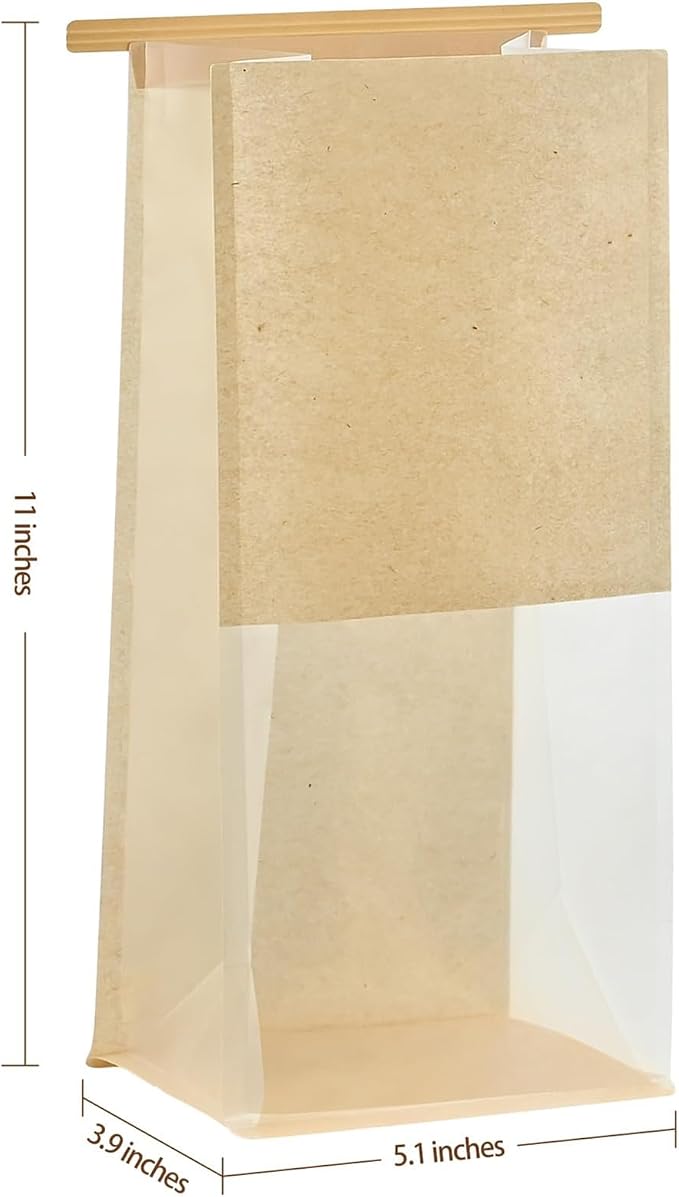 Ohuimrt Bread Bags For Homemade Breads, 100 PCS, 11 x 5.1 x 3.9 Inches | Tin Tie Tab Lock, Window, Bakery Bags, Cookie & Pastry Packaging