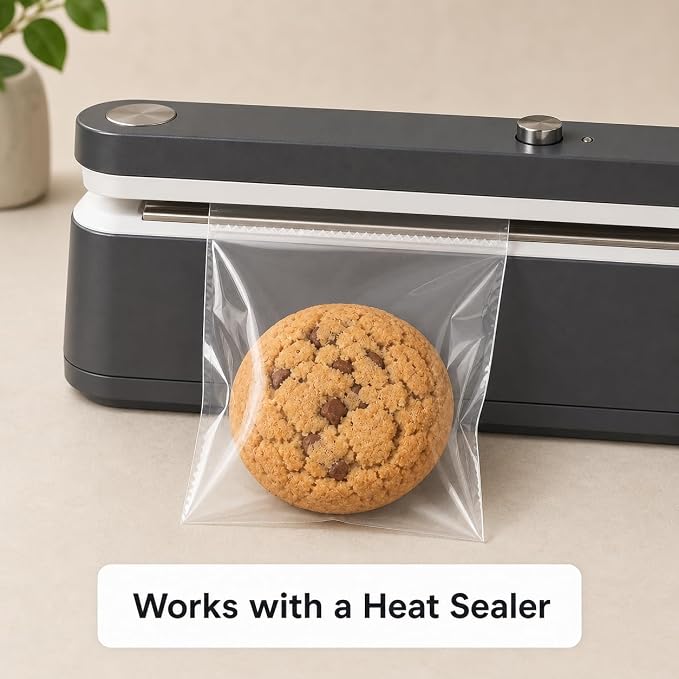 KayLe 5 x 7 Clear Treat Bags, 100 Count Heat Sealable PET Cookie Bags, Bakery Packaging Bags for Cookies, Candy & Snacks | 5 x 7 Clear 100