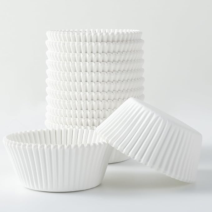 1000 Count White Paper Cupcake Liners, Standard Size 2 Inch, Unbleached Baking Cups for Muffins and Cupcakes (White, 2 Inch)