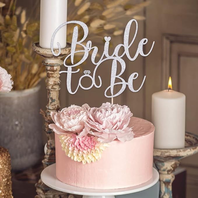 Silver Glitter Bride to Be Cake Topper - Bridal Shower Cake Topper,for Wedding Shower;Engagement;Bachelorette;Hen Party Decorations (silver)