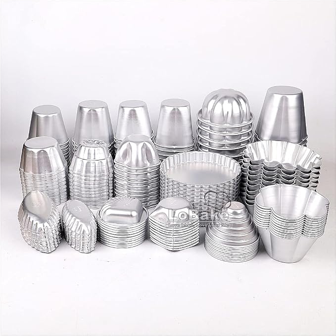 10pcs per lot Various Design Fluted Edge Wavy Flower Cup Boat Round Shape Aluminium Tart Mould Jelly Pudding Cup Cupcake Mold Baking (C09)