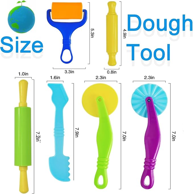 14Pcs Dough Tools Play for Kids-Dough Accessories Dinosaur Rolling Pins Cutters Roller, Party Favors Toy for Ages 3+