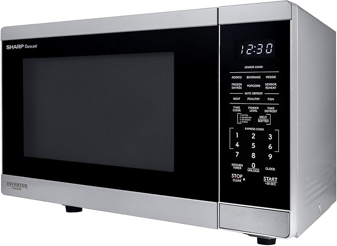 SHARP Countertop Microwave Oven with Removable 12.4" Carousel Turntable, 1100 Watt, 1.4 Cubic Feet, Stainless Steel