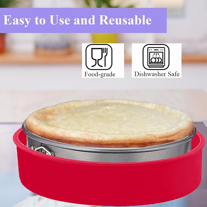 Silicone Springform Cheesecake Pan Protector for 7'',7.5'' Round Springform Pan, Cheesecake Water Bath Protector, Baking Accessories Preventing Water from Entering, 8 inch
