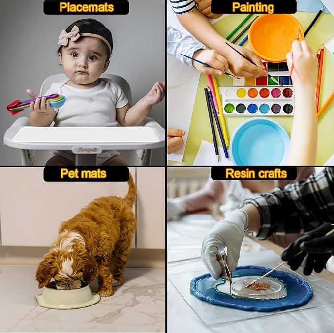 Silicone Mat - Non-Stick, Reusable & Heat Resistant Up to 500°F, Fits Resin Crafts, Dishwasher Safe for Baking, Cookies, Pastry (36” x 24”Black)