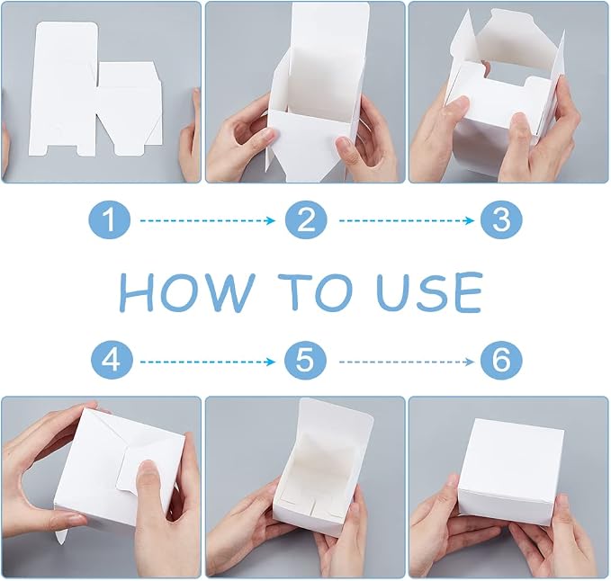 PH PandaHall 30pcs White Gift Box Wedding Paper Box 3.5x3.5x1.5 Inch Small Kraft Packing Cardboard Boxes Favor Treat Boxes Foldable Gift Jewelry Storage Case for Candy Soap Tea Light Birthday