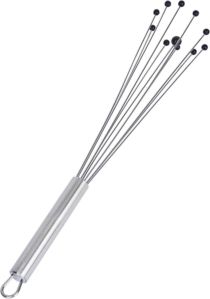 Restaurantware 12.5 in Stainless Steel Ball Whisk with Silicone Tips - German Standard Sauce & Gravy Whisk, Non-Scratch, Dishwasher Safe - Non-Stick Silicone Ball Whisk for Baking