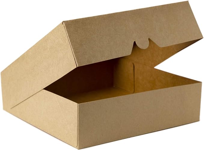 ONE MORE [15pcs] 9inch Kraft Bakery Boxes, Large Pie Boxes with PVC Window Natural Disposable box for Cookie 9x9x2.5inch,15 of Pack