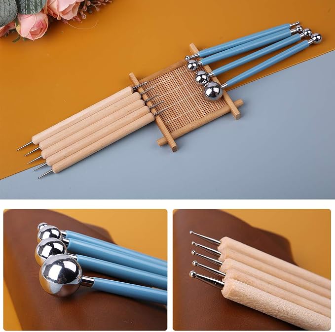 9 PCS Dotting Tools Ball Styluses with Box, Pen Dotting Tools Set for Rock Painting, Pottery Clay Modeling Embossing Nail Art