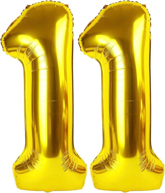 Gold Number 11 Balloon 40 inch, 11 Number Balloons, 11th Gold Birthday Decorations, 11 Year Old Girls Boys Golden Party Supplies