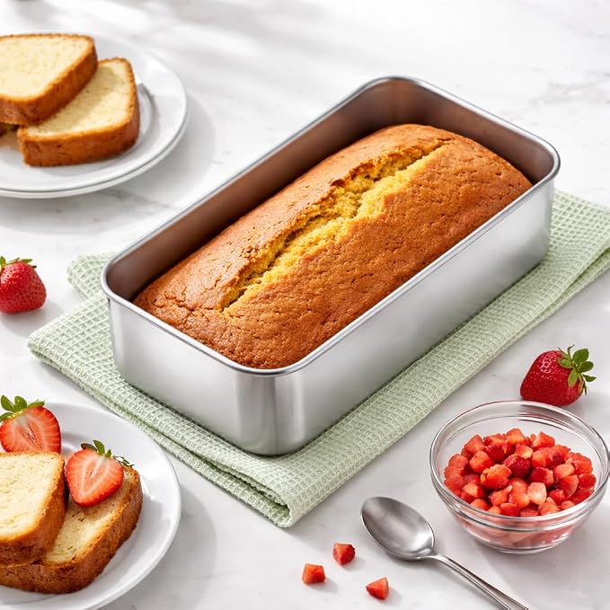 Homikit 1 Pack Stainless Steel Loaf Pan, 9x5 Inch Medium Bread Pan Non Toxic, Metal Meatloaf Tin for Baking Homemade Sandwich Sourdough Bread Pound Cake, Oven & Dishwasher Safe, Rust Free