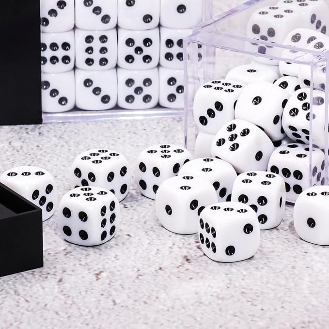36 of Pack 12MM 6 Sided MINI Dice Set,Solid White Game Dice Set, 6 Sided Standard Colored Dices for Tenzi, Bunco or Teaching Math,with Portable Plastic Box(White)