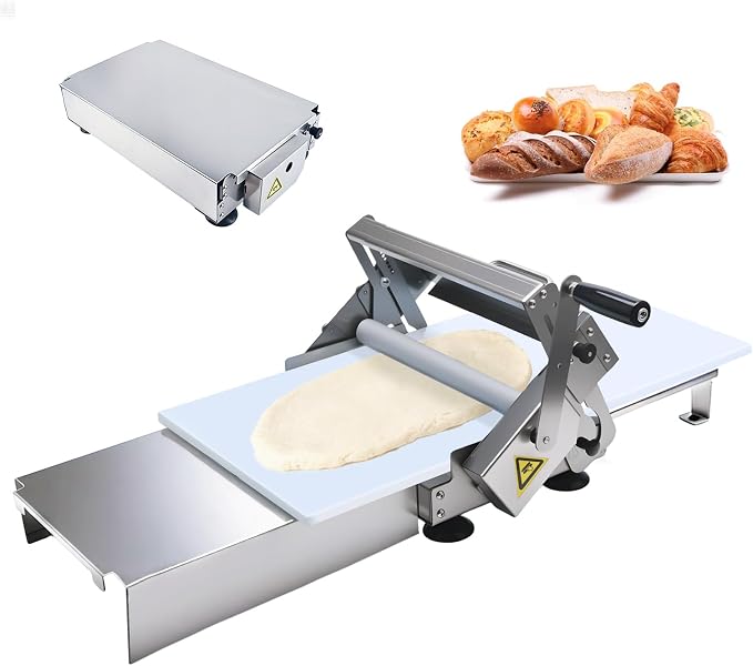 40.5"x22.8" Dough Sheeter Machine with Adjustable Thickness 0-25mm, Folding Dough Sheeter Machine for Commercial Home Bakery, Stainless Steel Portable manual sheeter for Pizza, Puff Pastry(400A)