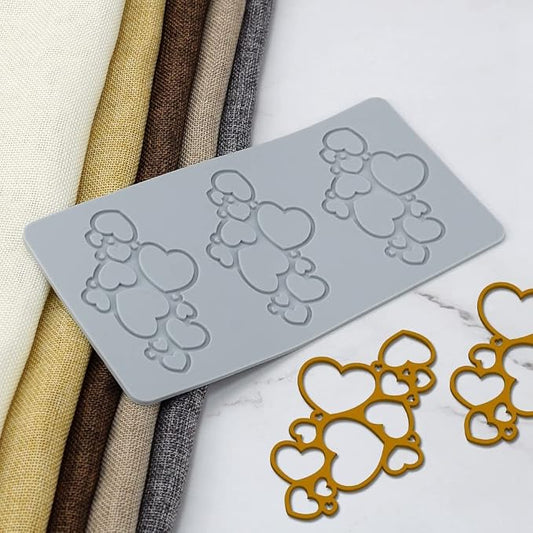 TUKE 3D Leaves Silicone Molds Flower Cake Fondant Mat Bee Leaf Pastry Moulds Rose Impression Chocolate Hollow Lace Mold (Love_8.8x4.6x0.12inch_D)