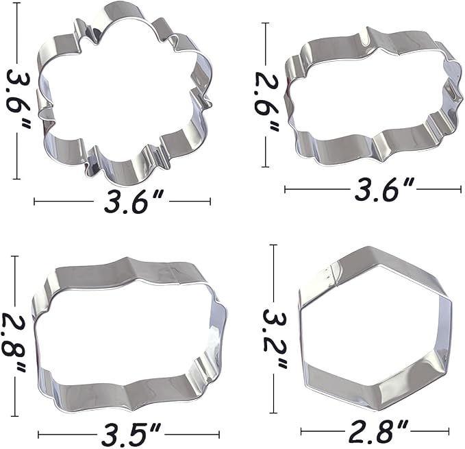 Frame Cookie Cutters Large Size 8Pcs, Metal Plaque Biscuit Fondant Cutter for DIY Baking Decorations Beginner Weeding Holiday Birthday Party