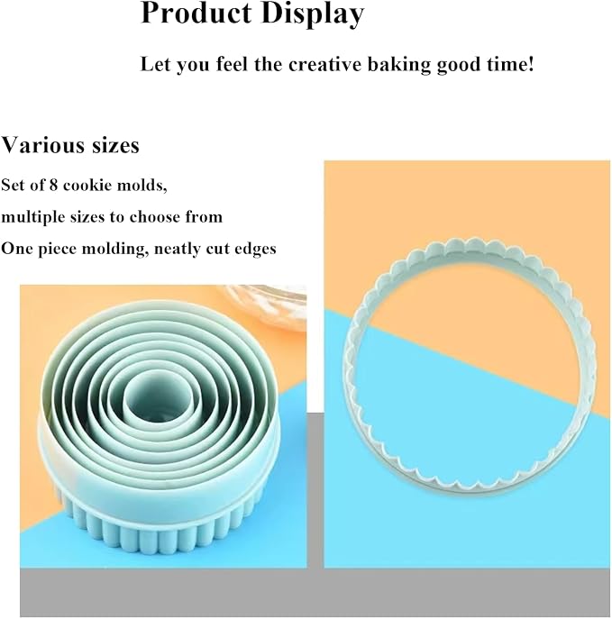 Cookie Cutters, 8 PCS Ideal Biscuit Cutter Tool, Highly Versatile Round & Circle Cutter, Perfect for Creating Unique Shaped Biscuits and Cookies